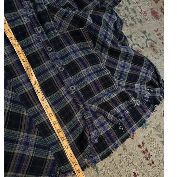 Free People Juniper Ridge Snap Side Plaid Button Down Shirt Top Size small - Picture 12 of 12